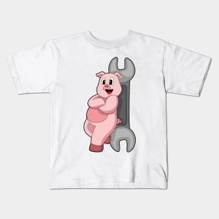 Pig Handyman Wrench Kids T-Shirt